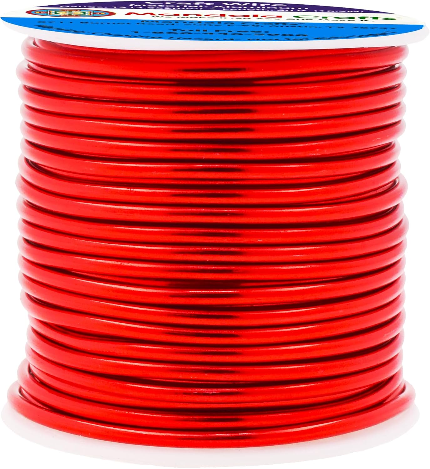 Mandala Crafts 12 Gauge Anodized Aluminum Craft Wire for Jewelry Making - 60 FT Colored Flexible Red Wire - Bendable for Bonsai Armature Crafting Sculpting