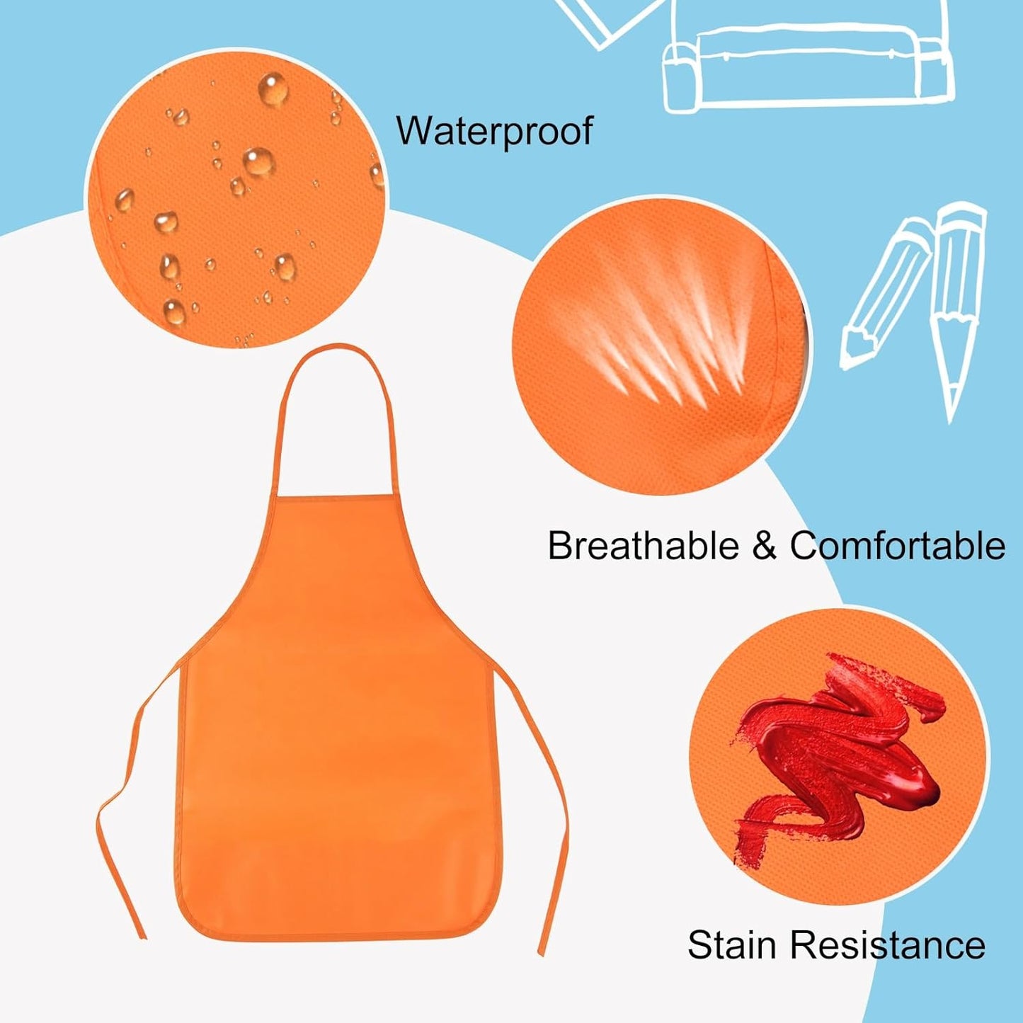 PLULON 35 Pcs Kids Apron Painting Aprons, Kids Aprons for Painting Art Apron Smocks Bulk for Art Activity Craft Home Kitchen Classroom Party Supplies