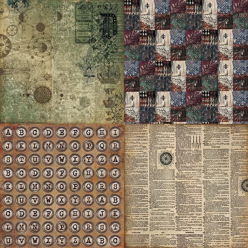 Dark Academia Scrapbook Paper Pad 6x6, Assorted Pattern Decopodge Cardstock Paper, Single-Sided Vintage Scrapbooking DIY Decorative Cardmaking Supplies, Junk Journaling Craft Paper-24Pcs