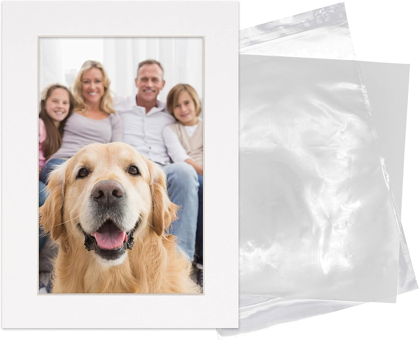 5.5x8.5 Mat for 8.5x11 Frame - Precut Mat Board Acid-Free Show Kit with Backing Board, and Clear Bags White 5.5x8.5 Photo Matte Made to Fit a 8.5x11 Picture Frame Matboard for Framing, Pack of 1 Mat