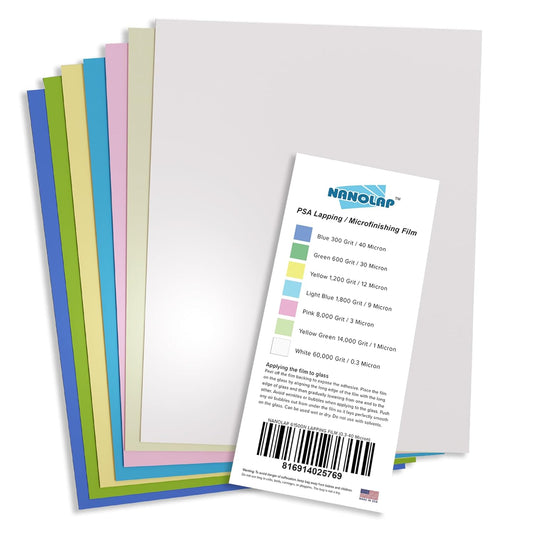 PSA Lapping Film, 7 Piece Pressure Sensitive Adhesive Polishing Paper, 8-1/2” x 11” Microfinishing Fine Sanding Paper, Sanding Film for Scary Sharp Sharpening System, Aluminum Oxide AO