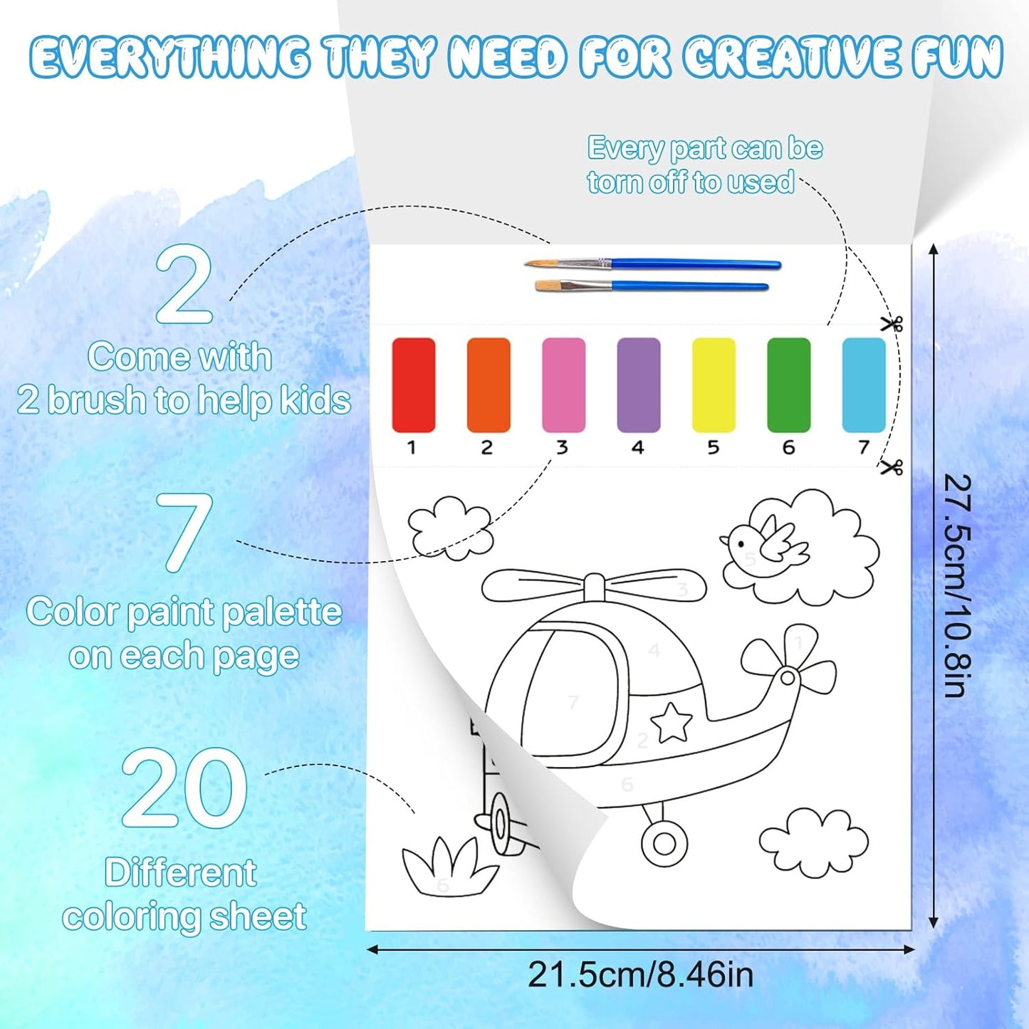 Paint with Water Coloring Books for Kids,Traffic Art Craft Kit No Mess Water Color Painting Sets for Kids Ages 4-8,Birthday Gifts Travel Toy Crafts Supplies Kits for Girls Boys Drawing with 2 Brushes