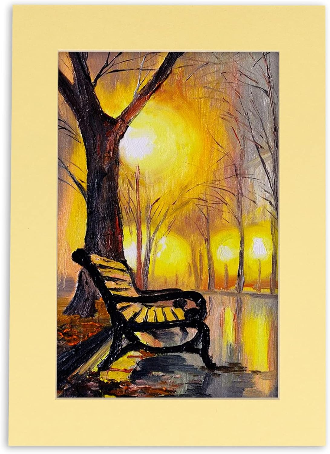 8x10 Mat Bevel Cut for 5x8 Photos - Acid Free Soft Yellow Precut Matboard - For Pictures, Photos, Framing - 4-ply Thickness