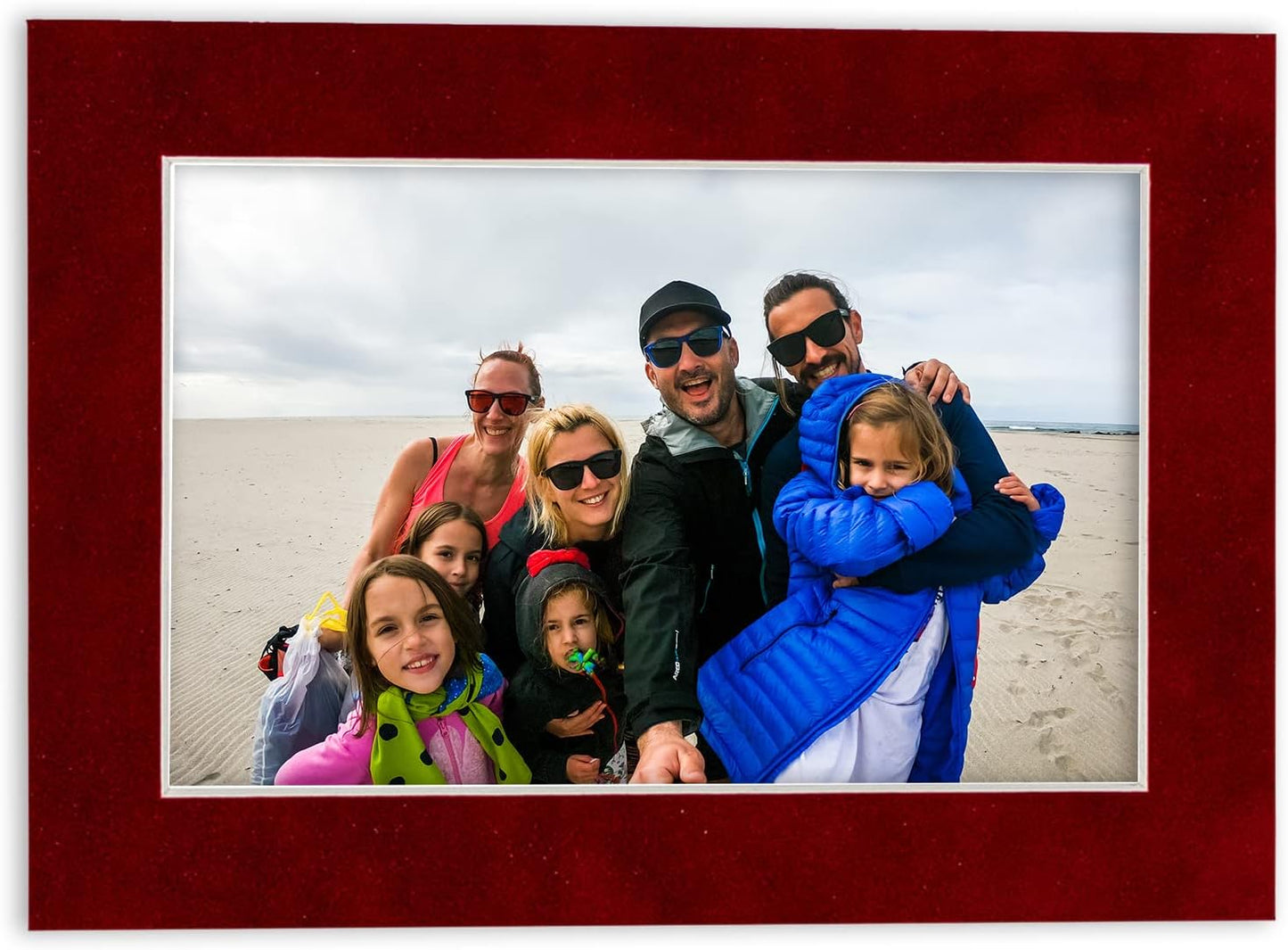 8x10 Mat Bevel Cut for 6x8 Photos - Acid Free Bright Red Suede Precut Matboard With Backing Board and Crystal Clear, Self Seal Photo Mat Bag - For Pictures, Photos, Framing - 4-ply Thickness