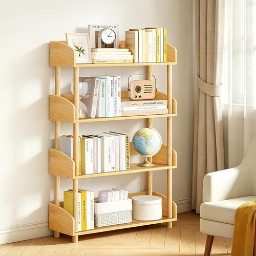 4-Tier Wooden Bookshelf, Modern Open Bookcase by OUTONLIFE
