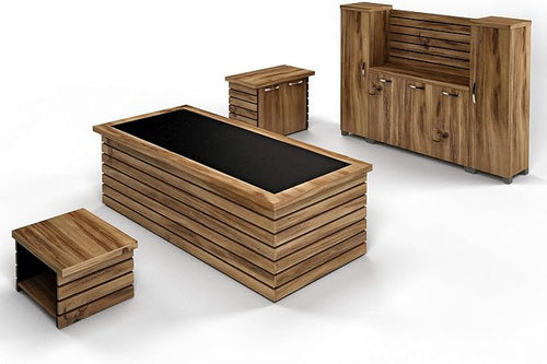 87" Wood Office Furniture Set of 4pcs | Executive Desk w/Leather Pad | Large by CasaMare