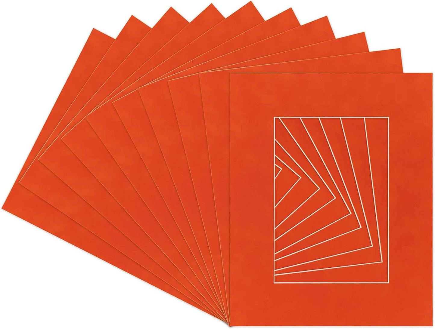 Pack of 25 Acid Free 11x14 Mats Bevel Cut for 8.5x11 Photos - Orange Suede Precut Matboards With Backing Boards and Clear Photo Mat Bags For Pictures, Photos, Framing - 4-ply Thickness