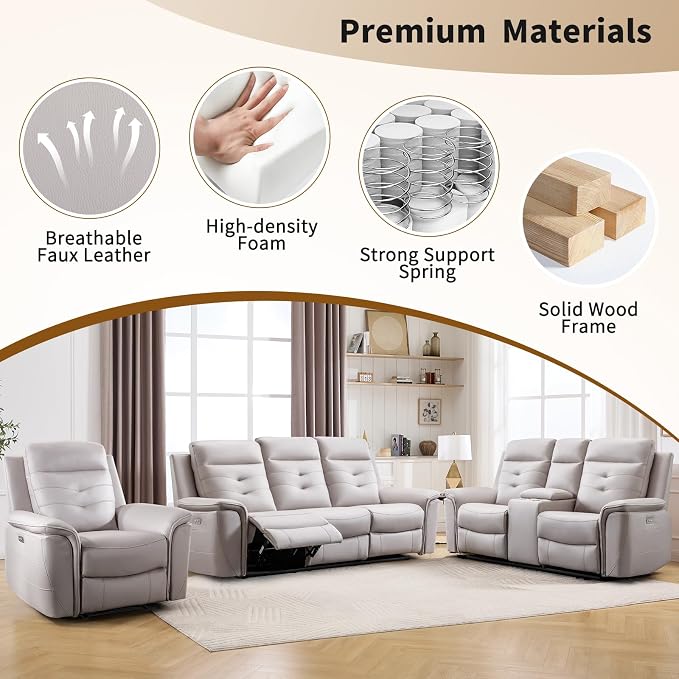 ANJ Oversized Power Reclining Loveseat Sofa Set of 2 - Image 7