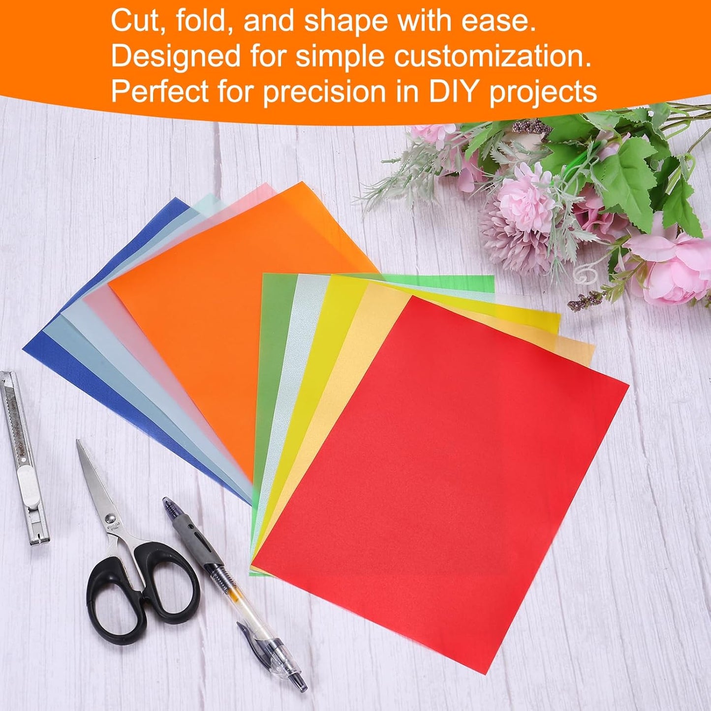 MECCANIXITY Colored Vellum Paper, 40 Sheet Light Pink Transparency 8.3" x 5.9" Printable Vellum Paper, Translucent Vellum Sheets for Printing Wedding Invitations Ink Jet Laser Printer