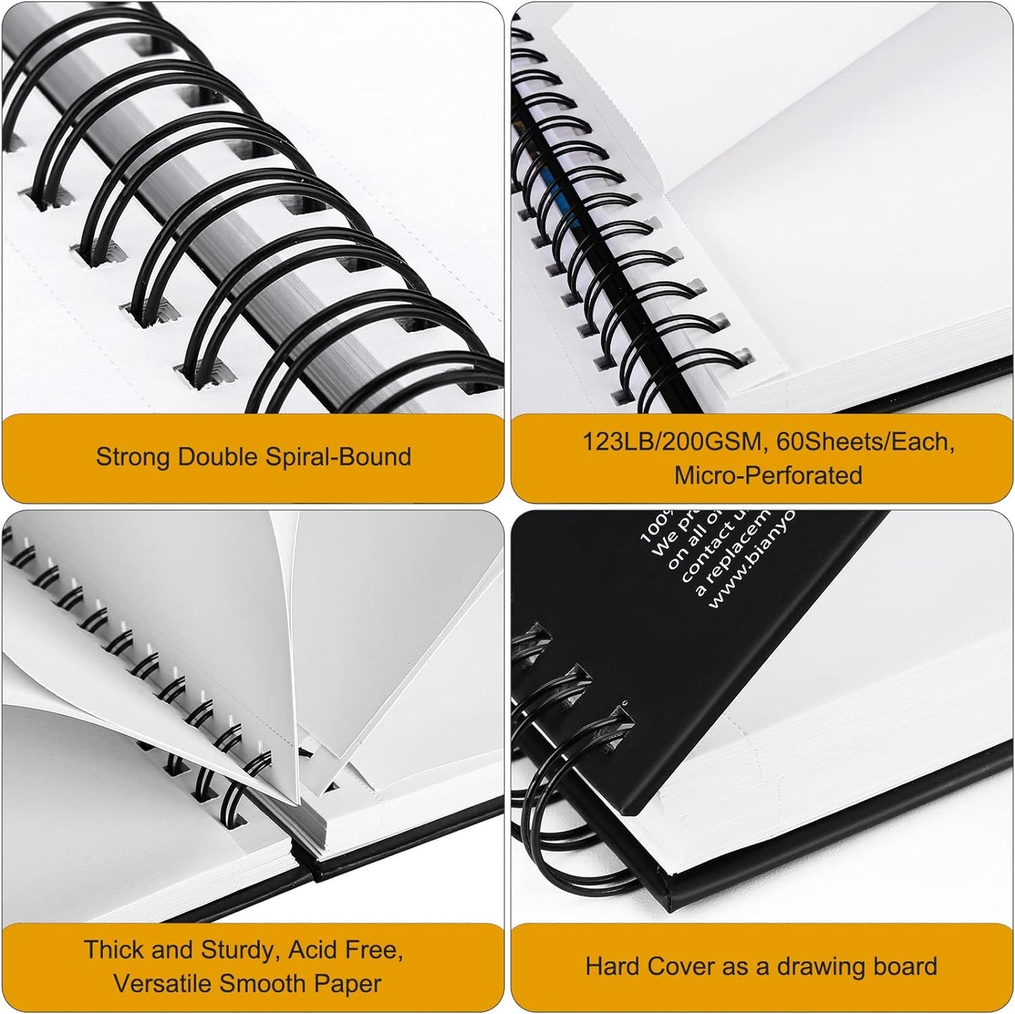 Bianyo Mixed Media Paper Pad, A4 (8.26" X 11.69"), 60 Sheets/Each, 123 LB/200 GSM, Pack of 1 Pad, Spiral-Bound Pad, Ideal for Wet & Dry Media Like Art Marker, Watercolor, Acrylic, Pastel, Pencil