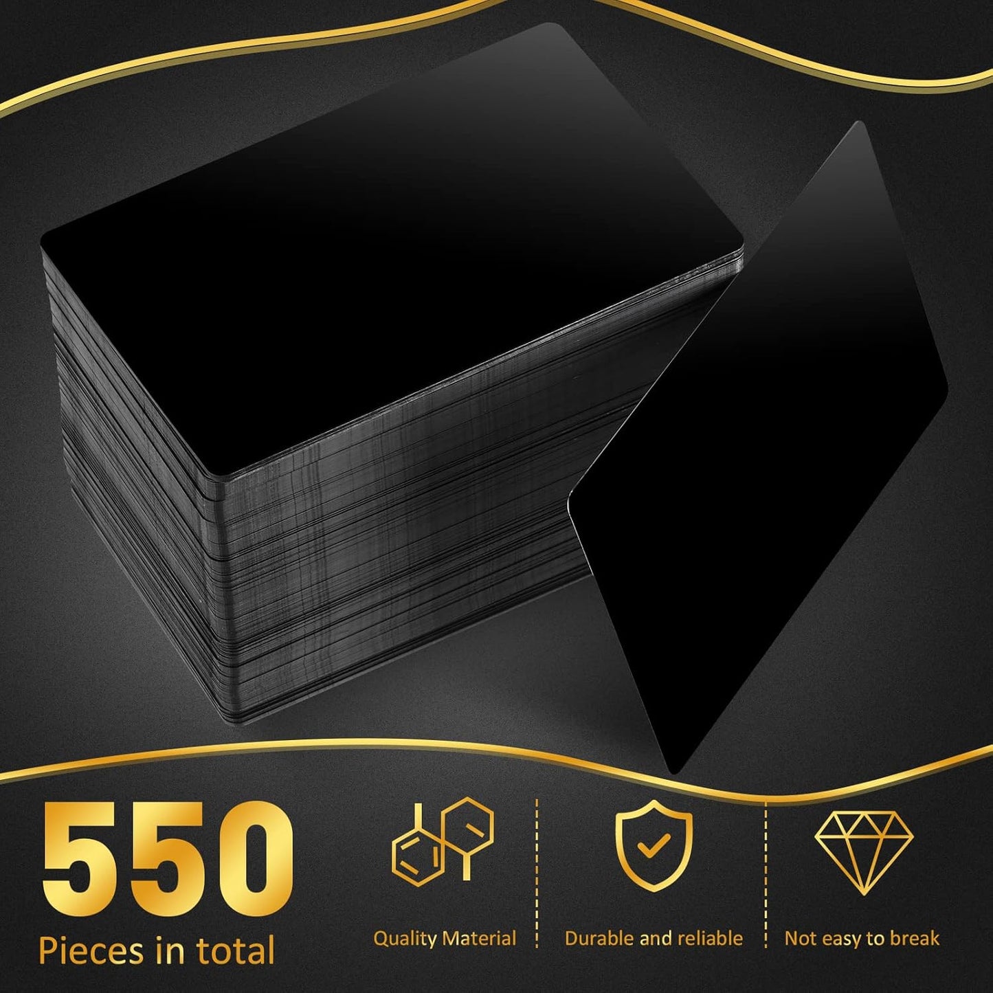 Thenshop 550 Pcs Metal Business Cards Engraving Aluminum Plates for Crafting Multipurpose Metal Sheets for Crafting 0.01 Inch Thick Blank Business Cards for CNC Engraver Laser DIY(Black)
