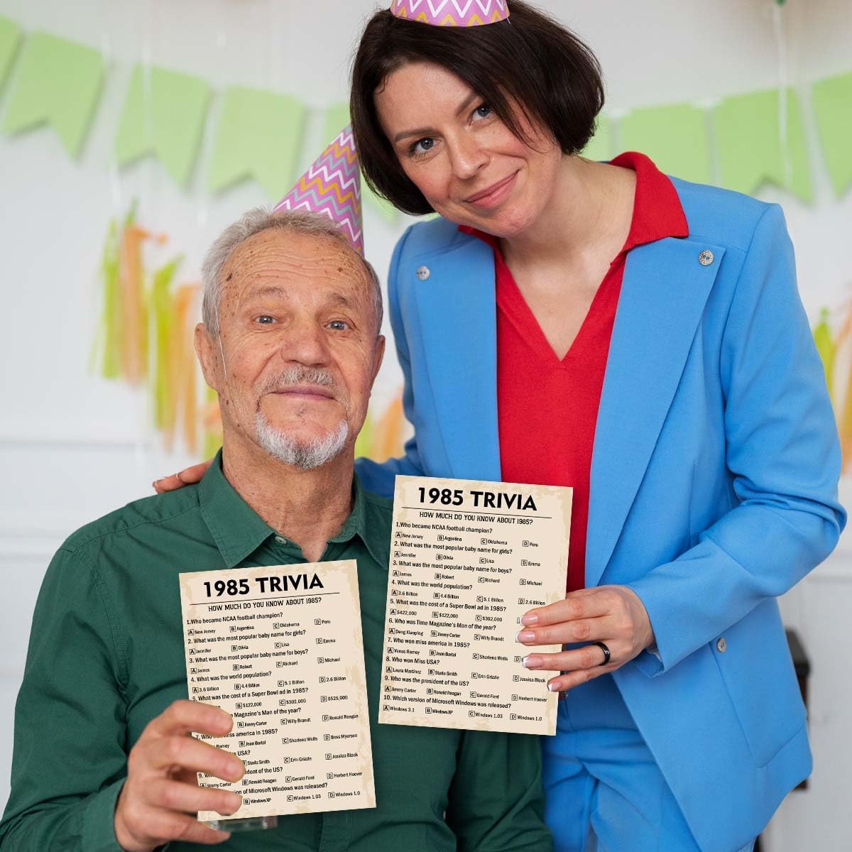 40th Birthday Party Games, 1985 Trivia Games, Birthday Party Supplies for Adults, Fun 1985s Party Game，Pack of 30 Cards