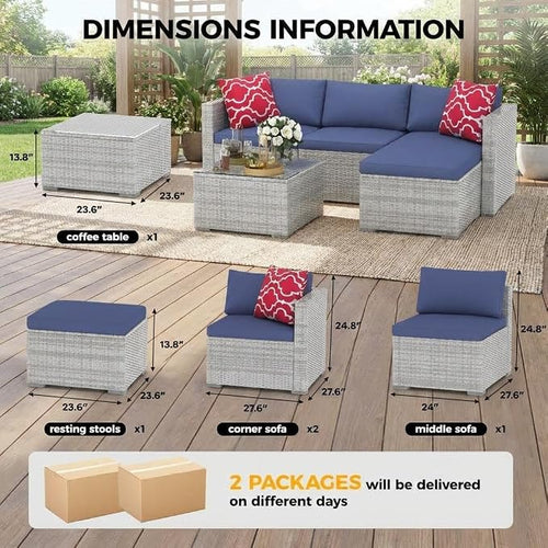 5-Piece Outdoor Sectional Sofa Set, Outdoor Patio Set Sectional Sofa, - Image 2