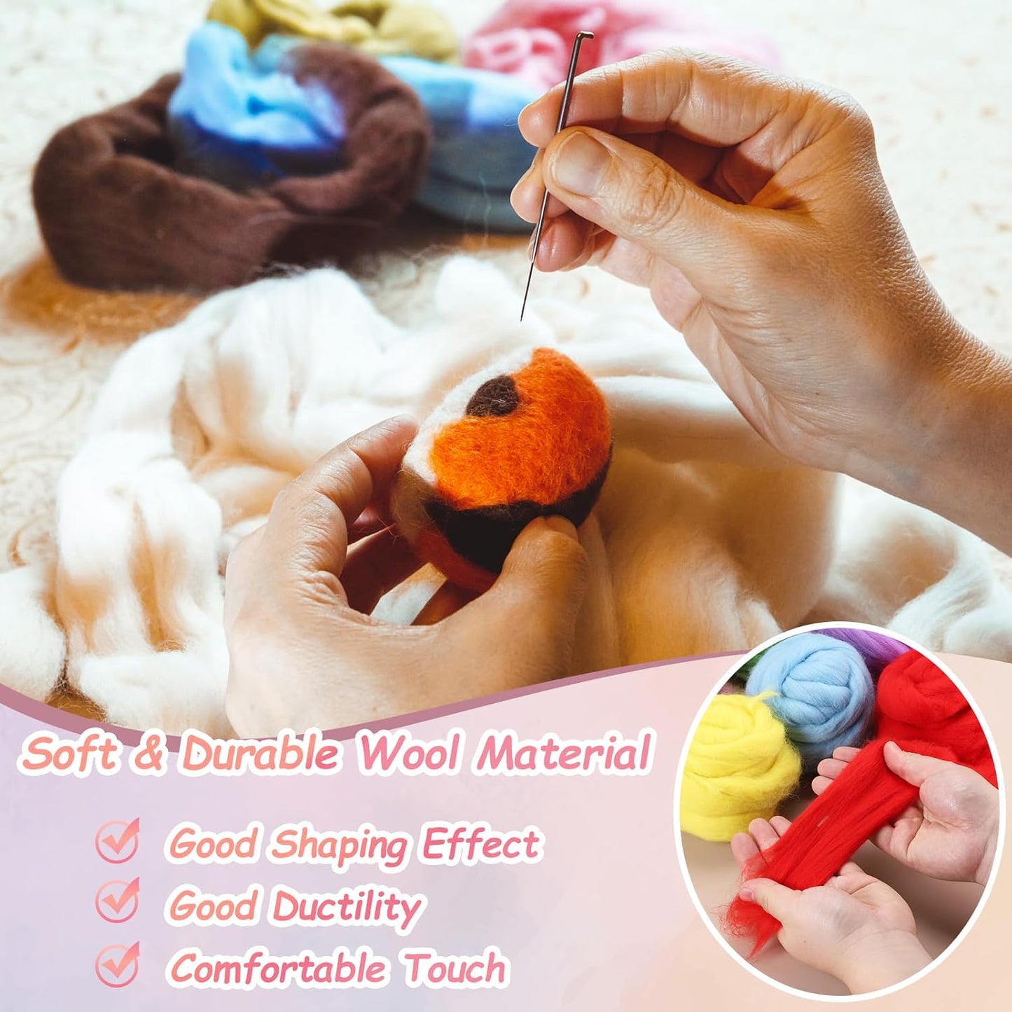 PATIKIL Wool Roving Yarn, 250G/8.8OZ Felting Wool Pure Roving Yarn, Drak Gray