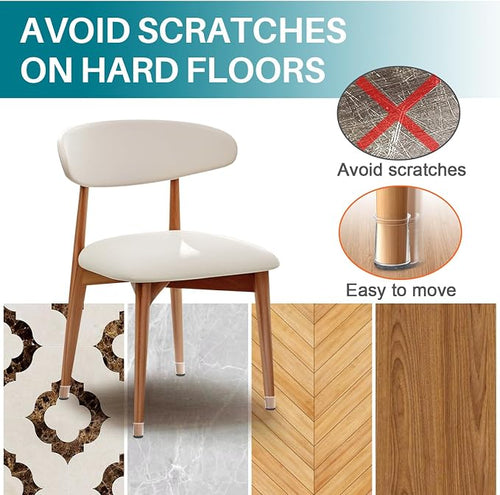 24 Pcs Chair Leg Floor Protectors Round, Silicone Felt Furniture Leg Pads Caps - Image 2
