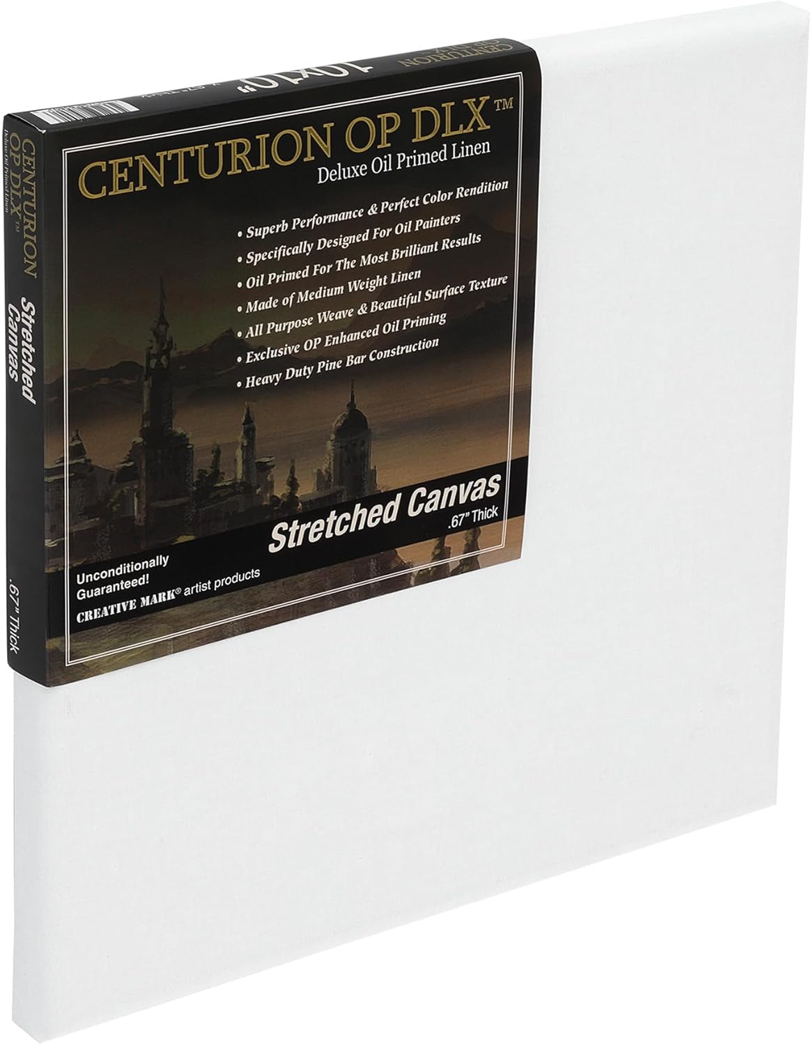 Centurion Deluxe Professional Oil Primed Linen Stretched Canvas, 11oz Linen, 6x6 - Box of 6, 0.67" Deep Canvases, Kiln-Dried Stretchers, Back Stapled, Premium Medium Weight Canvas for Oil Paintings