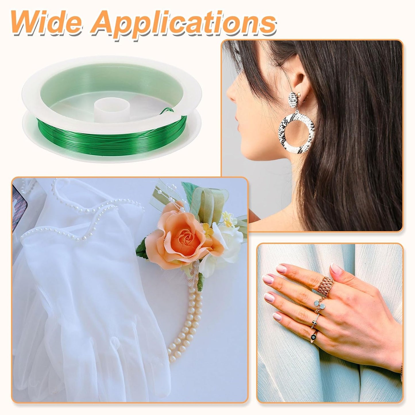 HARFINGTON 20ft Jewelry Wire, 24 Gauge (0.5mm) Brass Craft Soft Metal Tarnish Resistant Copper Beading Wire for Jewelry Making Supplies Crafting, Green