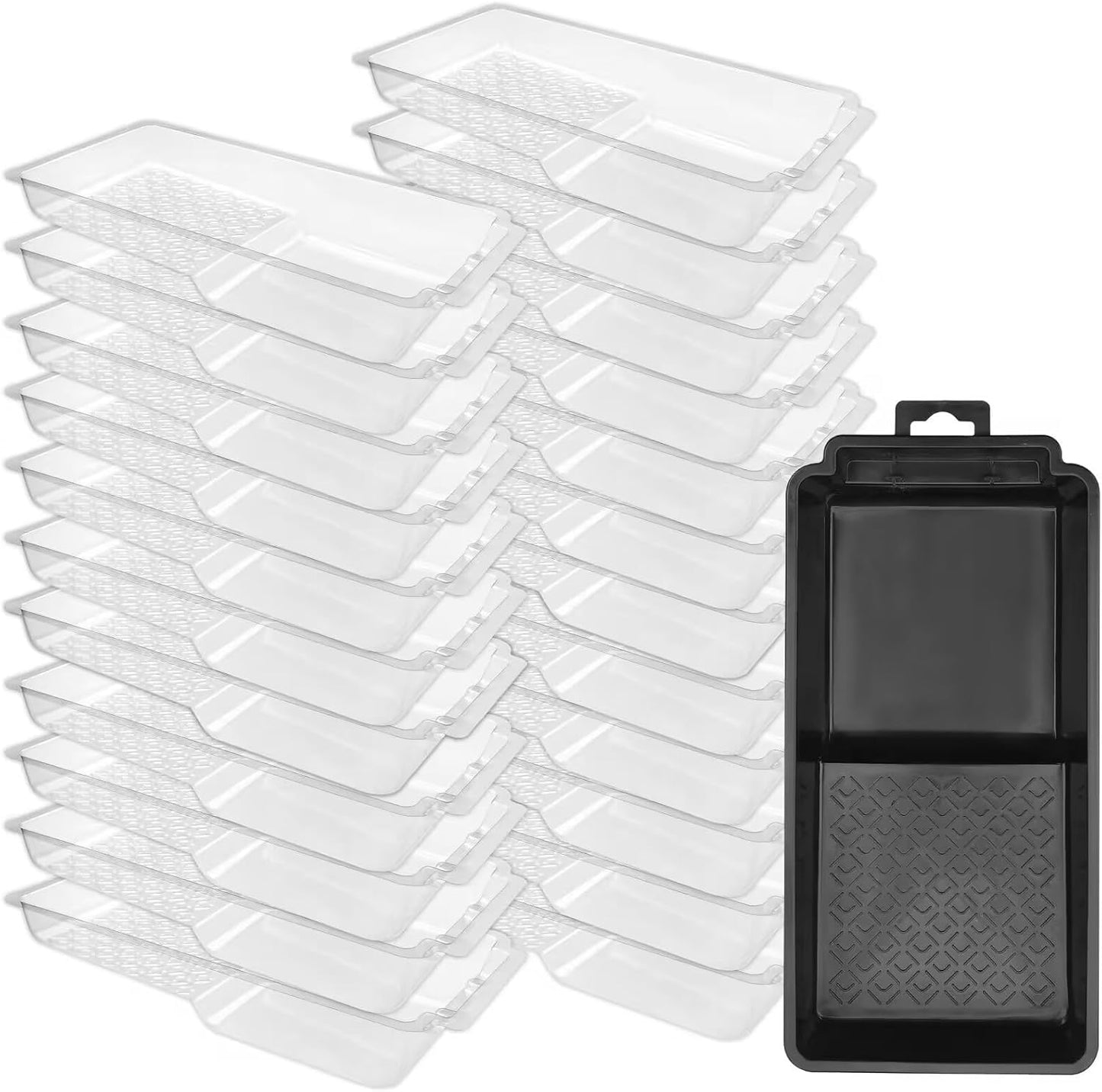 Great Andrew 24-Pack 4 Inch Paint Tray and Liners - 23 Pcs Disposable Plastic Paint Roller Tray Liners with 1 Pcs Paint Tray - Small Paint Pans for Walls, DIY Painting Projects