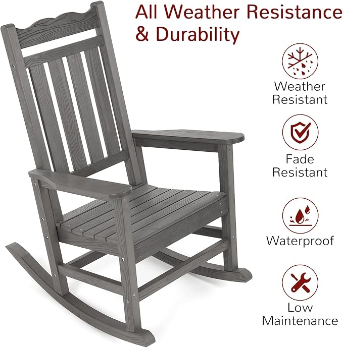 Stoog Outdoor & Indoor Rocking Chairs Set of 2, All-Weather Porch Rocker - Image 4