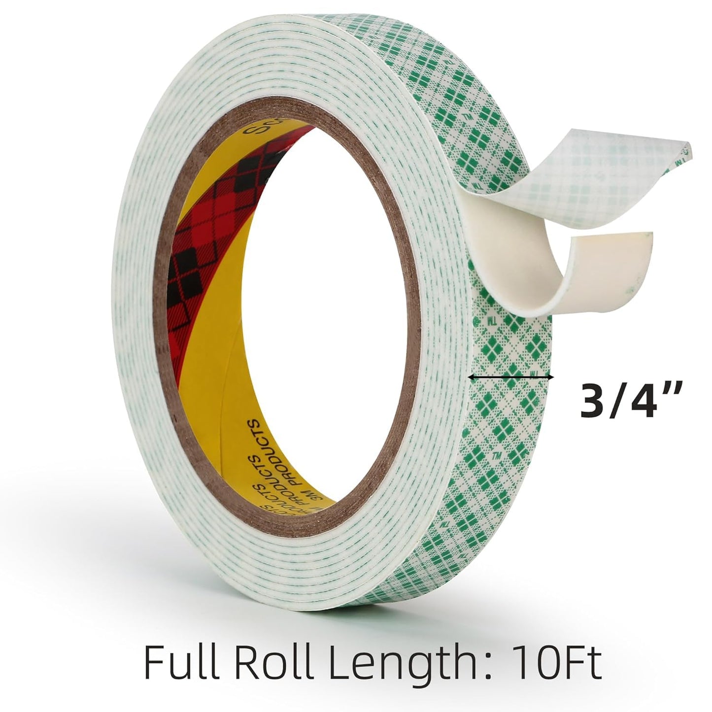 Double Sided Foam Tape 0.75" x 10Ft 2 Pack White Double Coated Urethane Adhesion Polyurethane Tape for Bonding Attaching Mounting Interior Signage Nameplates DIY Card