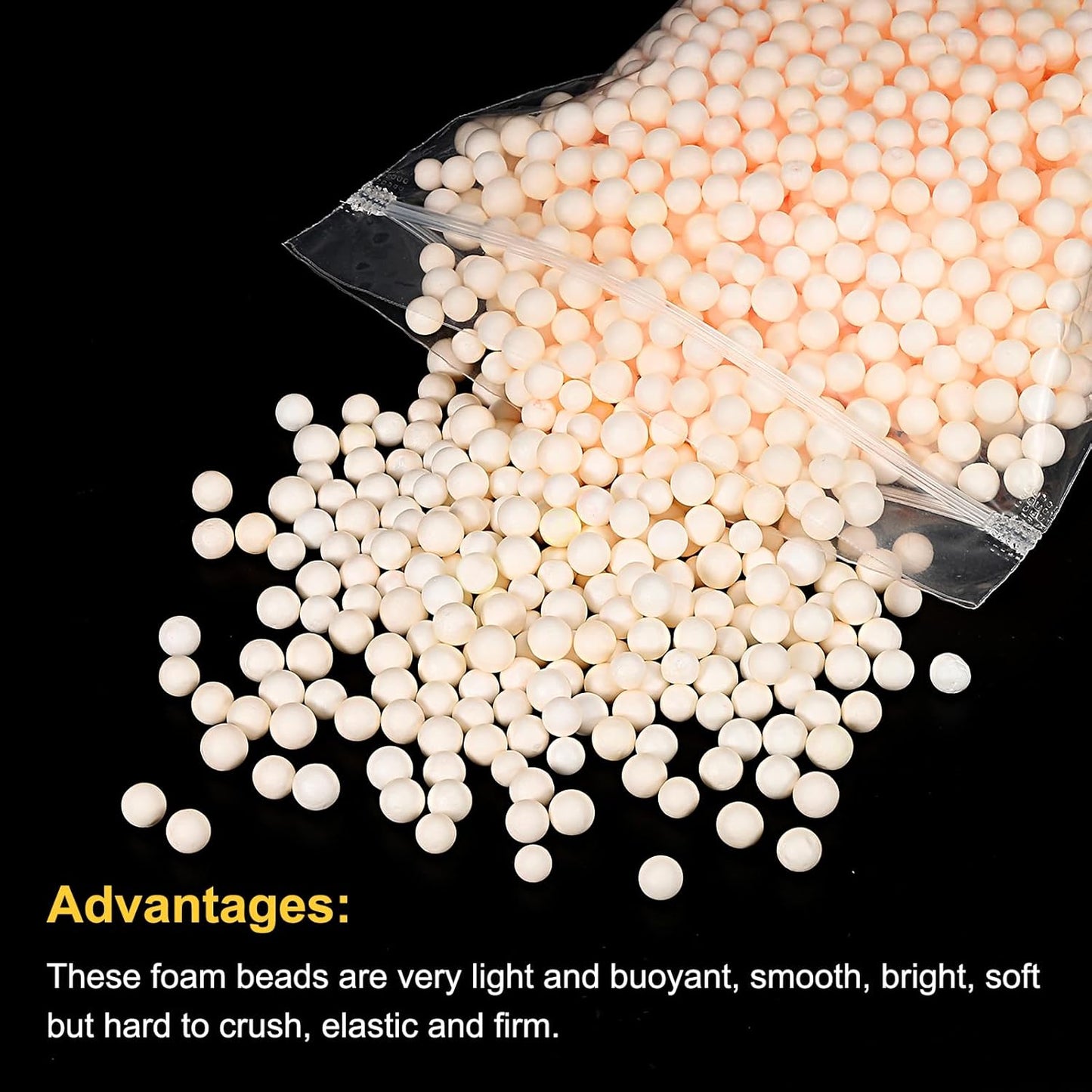 MECCANIXITY Foam Beads Foam Balls 7-9mm for Wedding and Party Decorations, Tiny Packing Balls, Arts DIY Crafts Supplies (Champagne,1 Pack Approx 3000pcs)