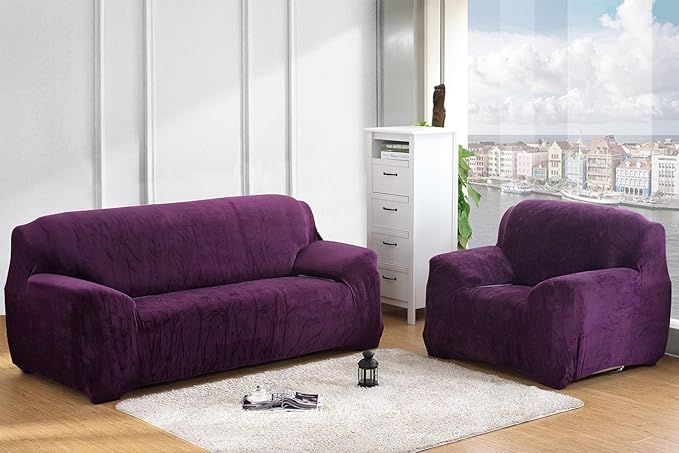 vctops 1-Piece Velvet Plush Stretch Chair Sofa Slipcover Soft Fuzzy Fluffy - Image 2