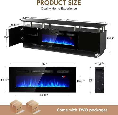 70" TV Stand for Living Room, Modern Entertainment Center & Media Console - Image 2