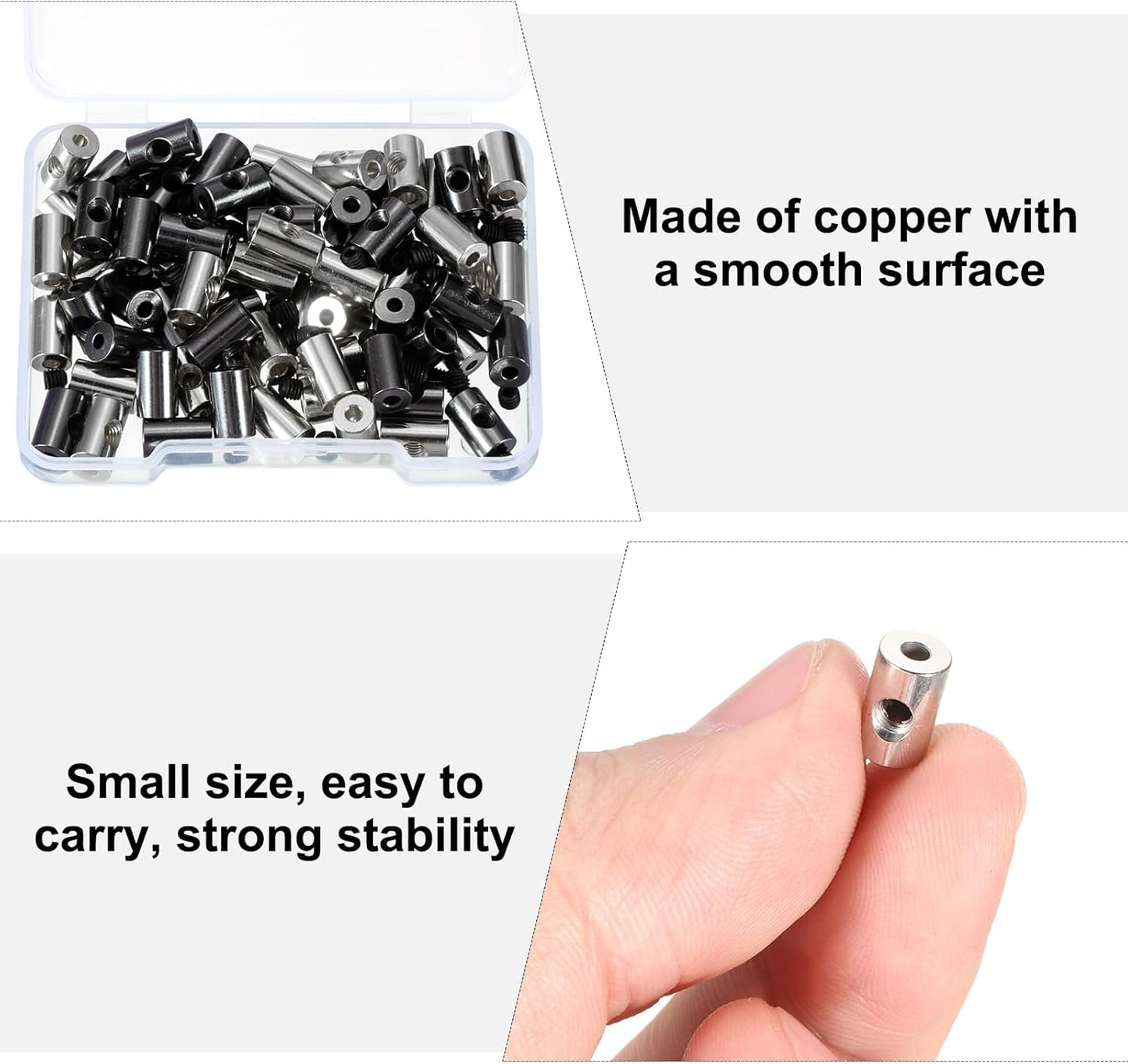 MECCANIXITY 70 Pcs Metal Locking Pin Backs, Locking Pin Keepers Clasp 9mm(H) with 4 Wrench Replacement in Storage Case for Badge, Brooch, Black, Silver Tone