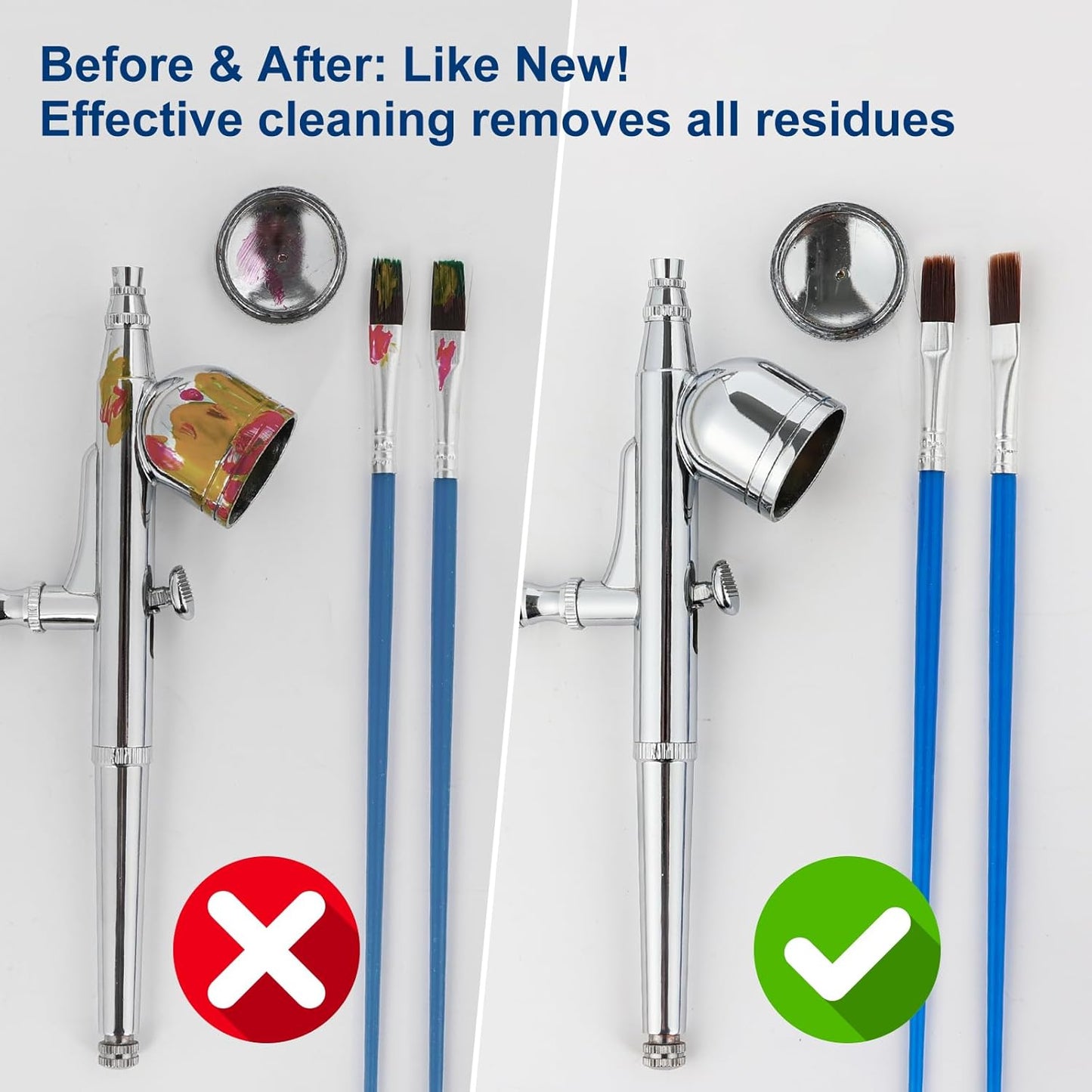 Roizefar Airbrush Cleaning Kit, Airbrush Cleaning Pot with 6 Airbrush Cleaner and 2 Thinner (3.38 oz/ 100 ml) Easily Works with Water-Based and Acrylic Paints, Perfect for Airbrushes and Art Tools