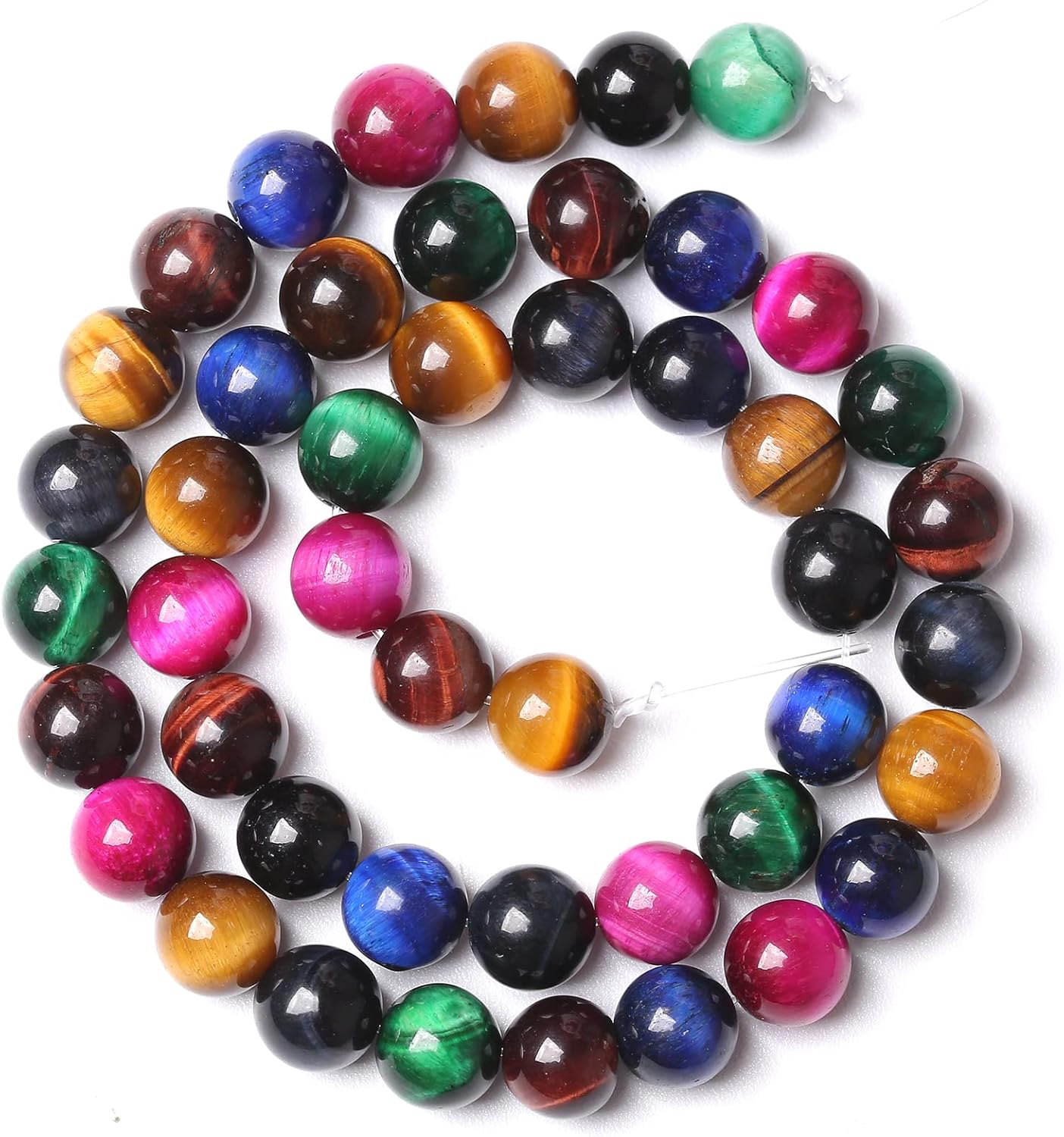 45pcs 8mm AAA Natural Colorful Tiger Eye Stone Beads Gemstone Round Spacer Loose Beads for Jewelry Making DIY Bracelet Necklace
