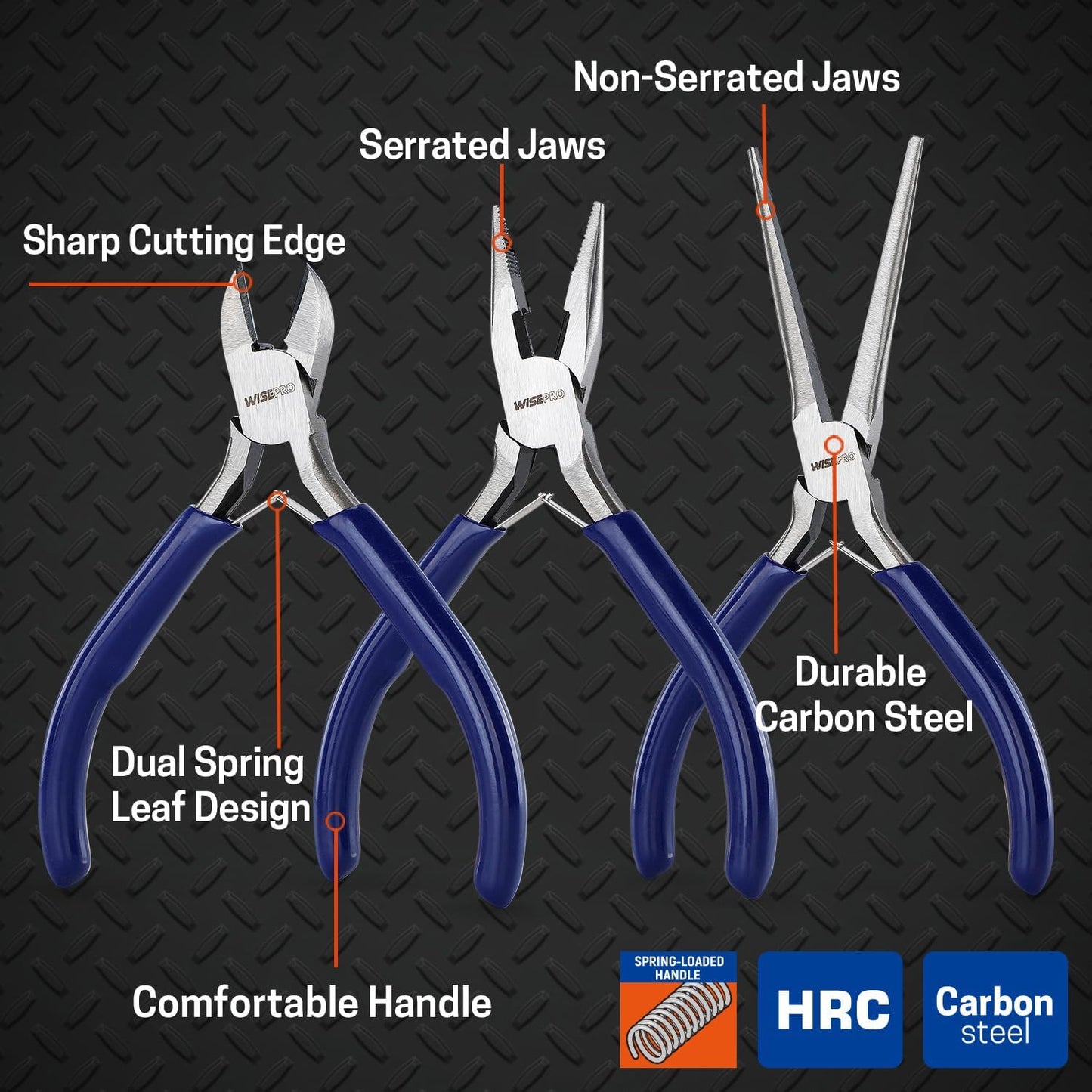 3 PCS Mini Pliers Set, Jewelry Pliers Kit with Needle Nose, Diagonal and Long Nose, Small Plier Tool for Jewelry Making, DIY Crafts, Beading and Electronic Repair