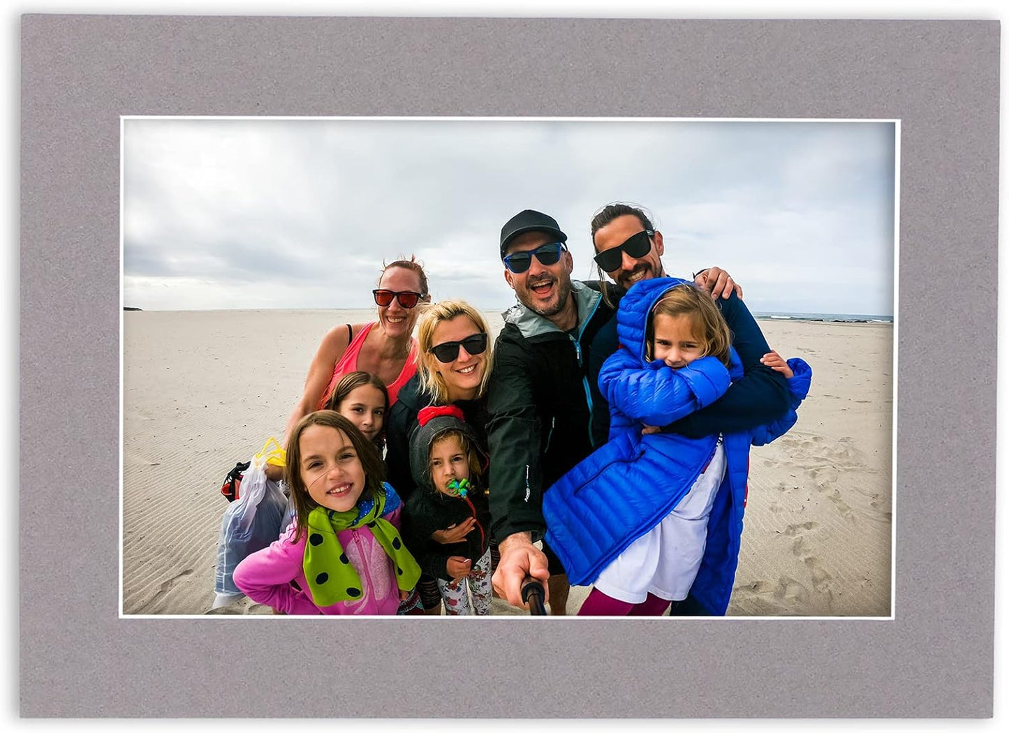 Poster Palooza 8x10 Mat Bevel Cut for 5.5x8.5 Photos - Acid Free Charcoal Grey Precut Matboard - For Pictures, Photos, Framing - 4-ply Thickness