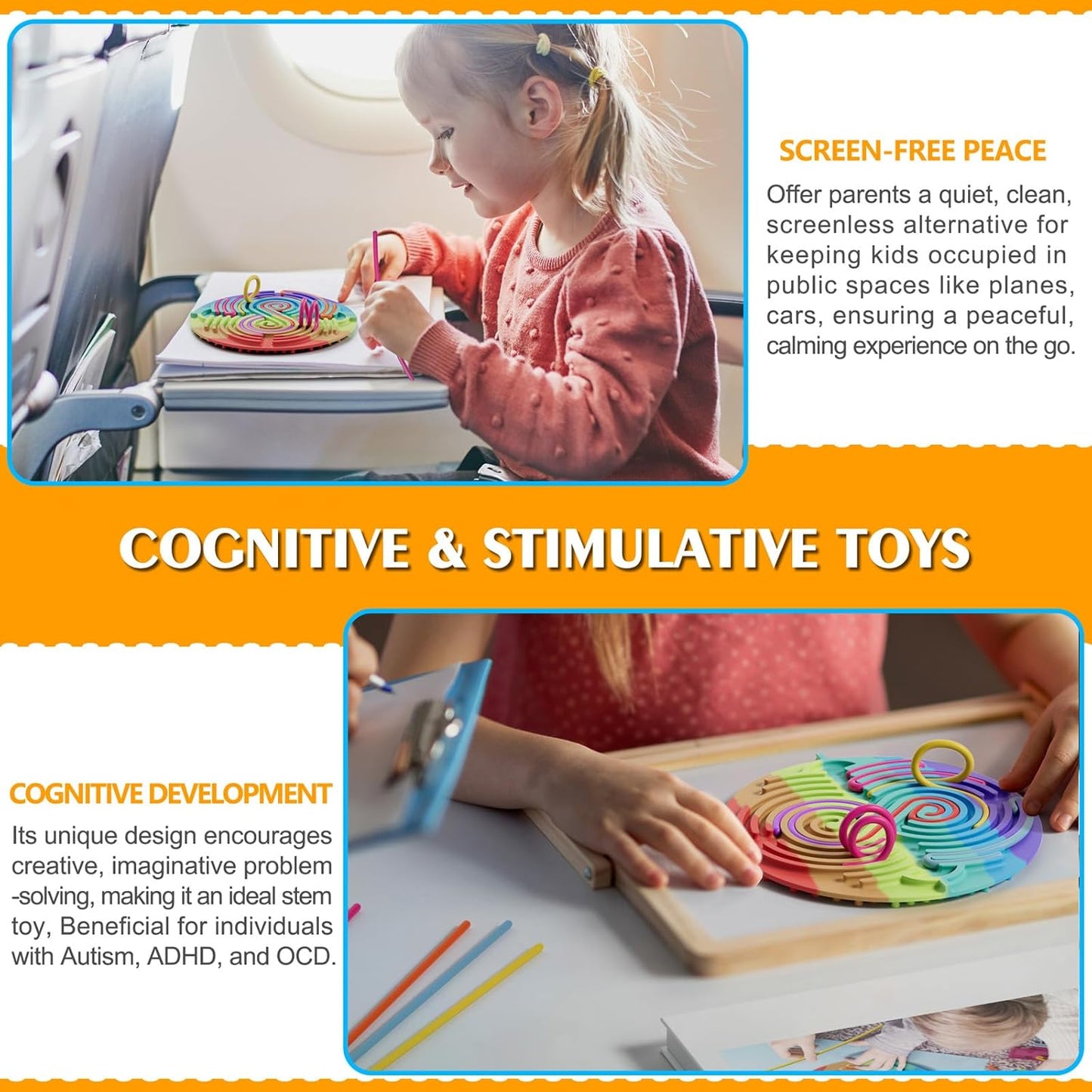 Sensory Activity Board for Kids Toddler Boys , Sensory Fidget Toys for Stress Anxiety Autistic ADHD, Calm Down Travel Airplane Essentials Toys for 3+ Year Old, Stuffers Gifts for Teen Girl