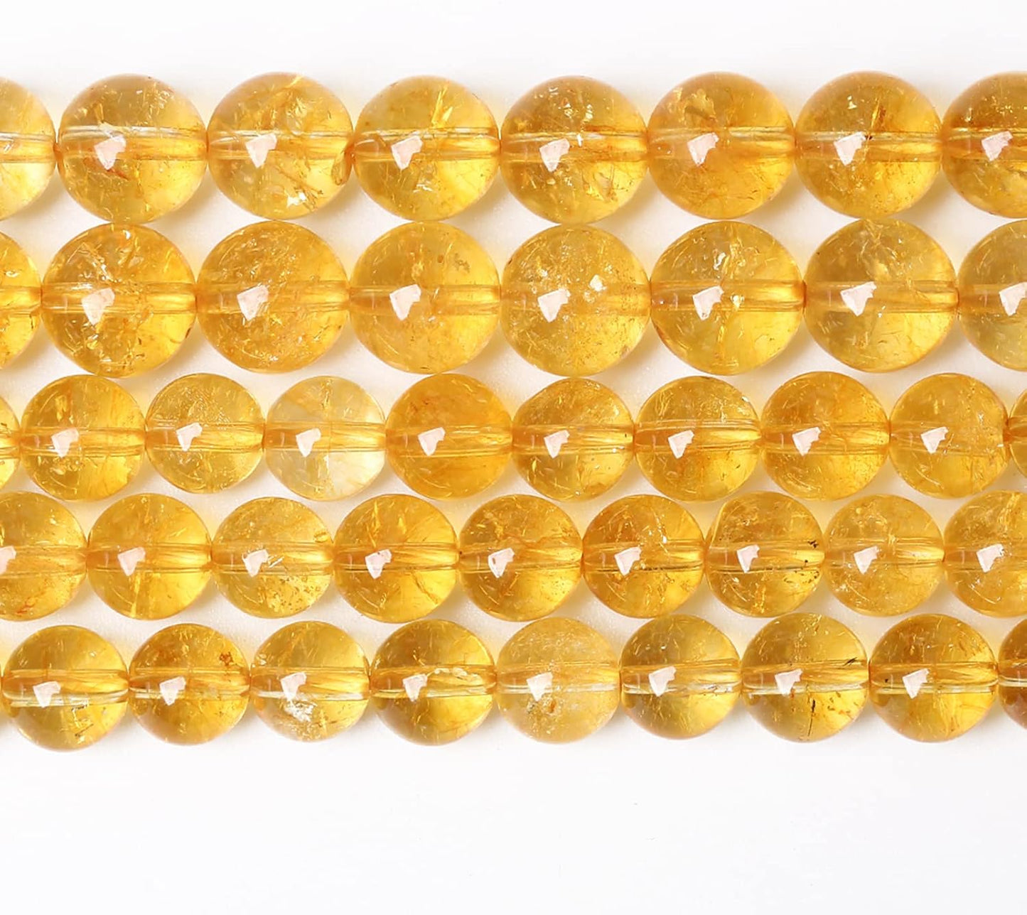 180Pcs 4mm Natural Citrine Beads for Jewelry Making Yellow Crystal Quartz Round Loose Beads DIY Bracelet Necklace Earrings 32" 2 Strands