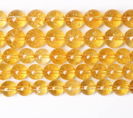 180Pcs 4mm Natural Citrine Beads for Jewelry Making Yellow Crystal Quartz Round Loose Beads DIY Bracelet Necklace Earrings 32" 2 Strands