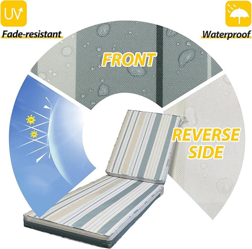 AAAAAcessories Outdoor Chaise Lounge Cushions, Fade-Resistant, Waterproof Patio - Image 2