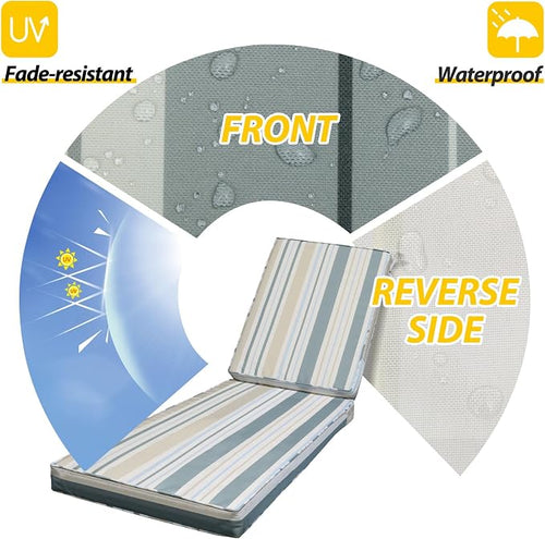 AAAAAcessories Outdoor Chaise Lounge Cushions, Fade-Resistant, Waterproof Patio - Image 2