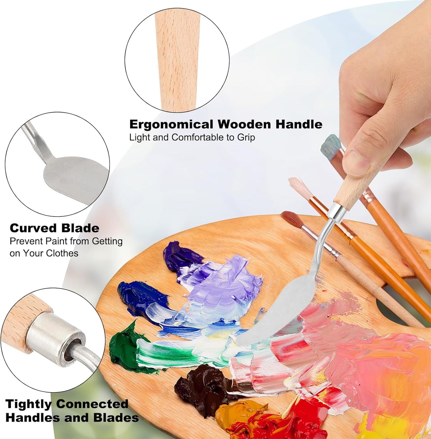 PATIKIL Art Spatula, No.12 22mm Stainless Steel Flexible Palette Knife Painting Knife Painting Spatula Oil Painting Mixing Scraper with Wood Handle for Canvas Acrylic Painting, Brown