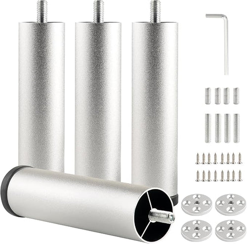 4 Pack Bed Support Legs Extensions 6 inch Silver Sofa Legs Adjustable Furniture by Unknown