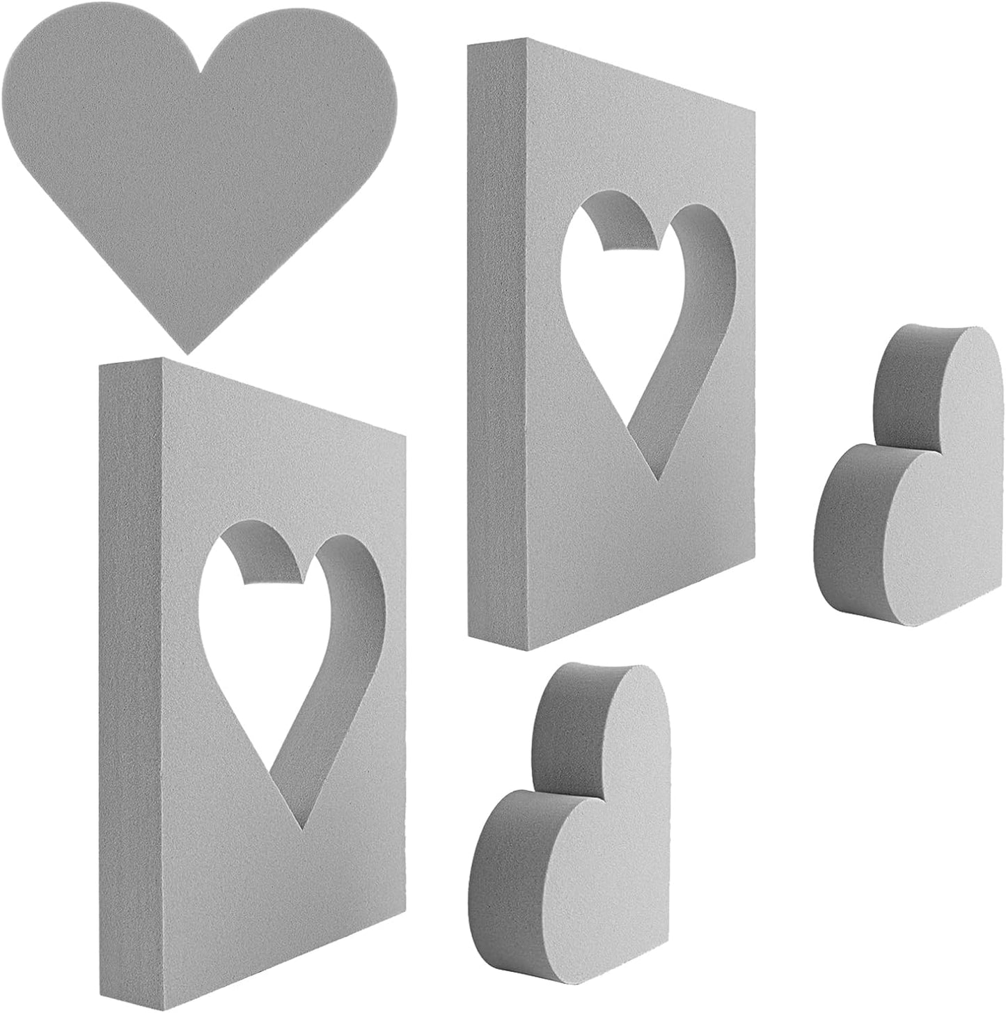 BAOFALI 2 Pcs Heart Cut Stamping Foam Grey Moldable Foam Stamps Plastic Dry Foam Stamp Pad Cut and Dry Foam Stamping Foam Block for Sculpture, Modeling, DIY Arts and Handicrafts Projects