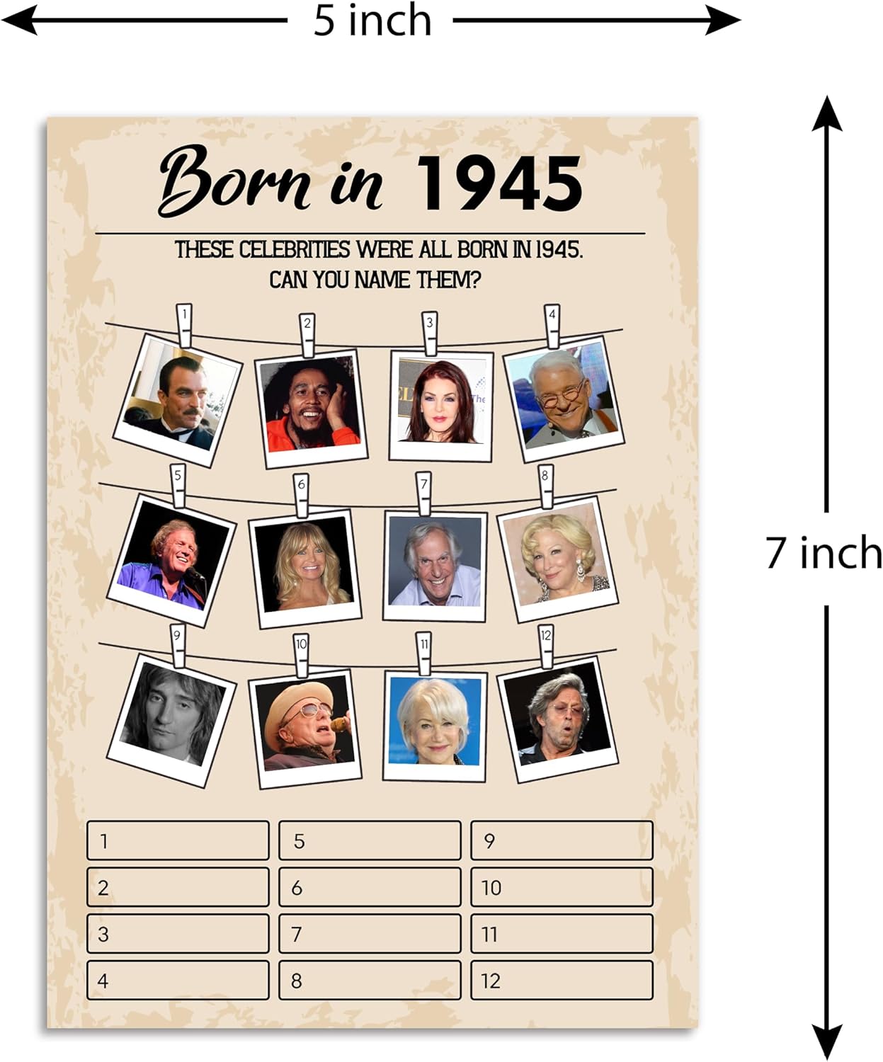80th Birthday Party Games, Born in 1945 Games Bundle, Set of 5 Activities for 10 Guests, Birthday Party Supplies for Adults, Pack of 50 Cards