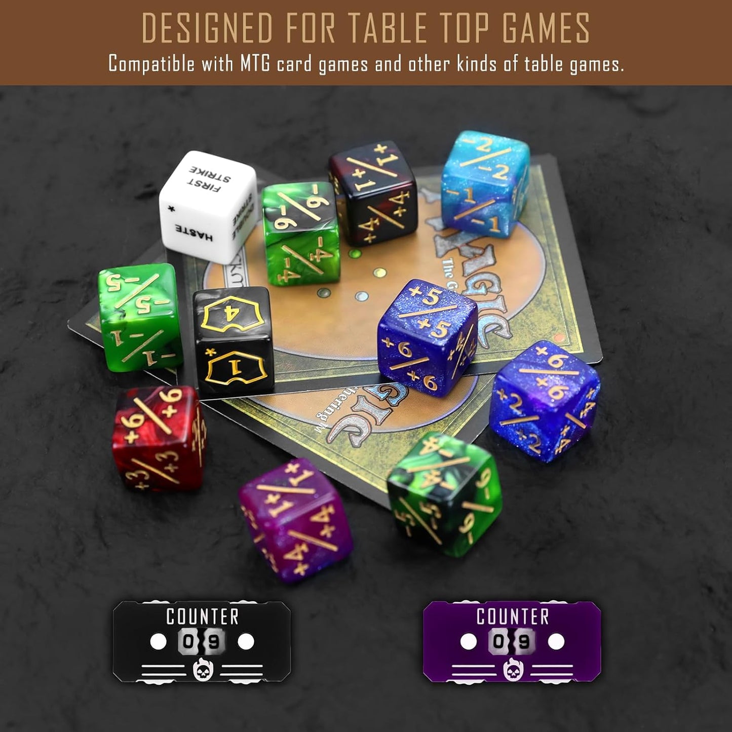 122PCS MTG Keyword Tokens & Dice & Life Counter Set for Magic Card, Health Tracker Life Counter Bulk Ability MTG Dice Set, Compatible with TCG Card Gaming Accessories CCG Creature Stats