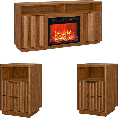 3-Piece Fluted Living Room Set Includes 2 Fluted Night Stand by PATIOCHIC