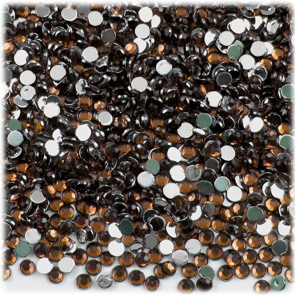 The Crafts Outlet 1,440pc Flatback Acrylic Rhinestones Round 3mm (10ss) Charcoal Gray