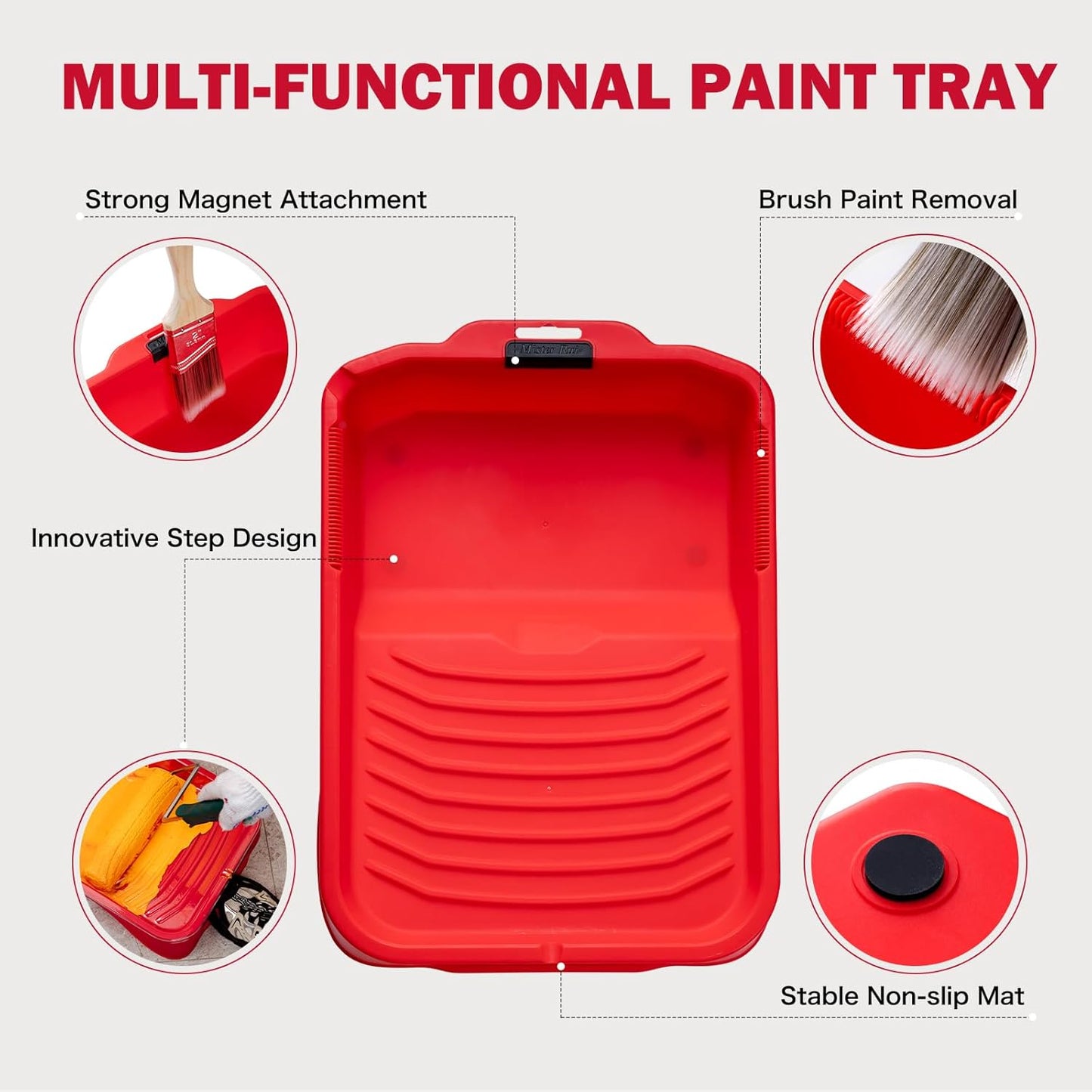 Mister Rui Paint Tray, 11 Pack, 9 Inch Paint Tray with 10 Liners, Thickened Plastic, Paint Pan Liners, Paint Roller Trays for Painting & DIY