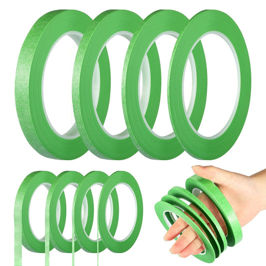 Epakh 4 Rolls Pinstripe Tape, Masking Tape in 1/16, 1/8, 1/4 and 1/2 Inch Wide, for Painters Automotive DIY Car Auto Paint Art(Green,52 yd)
