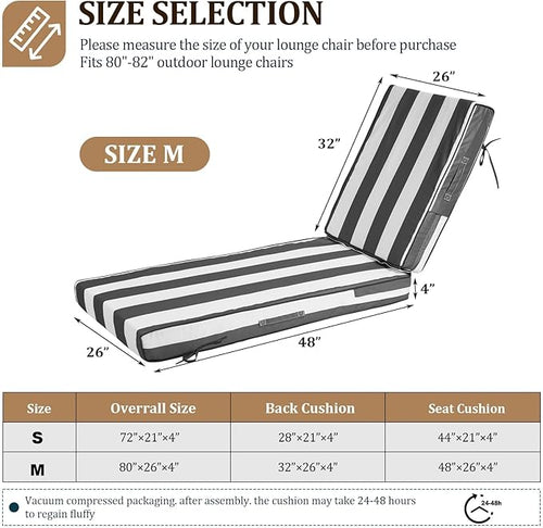 80x26x4in Lounge Cushions for Outdoor Furniture, Outdoor Lounge Chair Cushions - Image 2