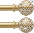 QDWIS 2 Pack Gold Curtain Rods for Windows 48 to 84 inch, Rustic Decorative by Unknown