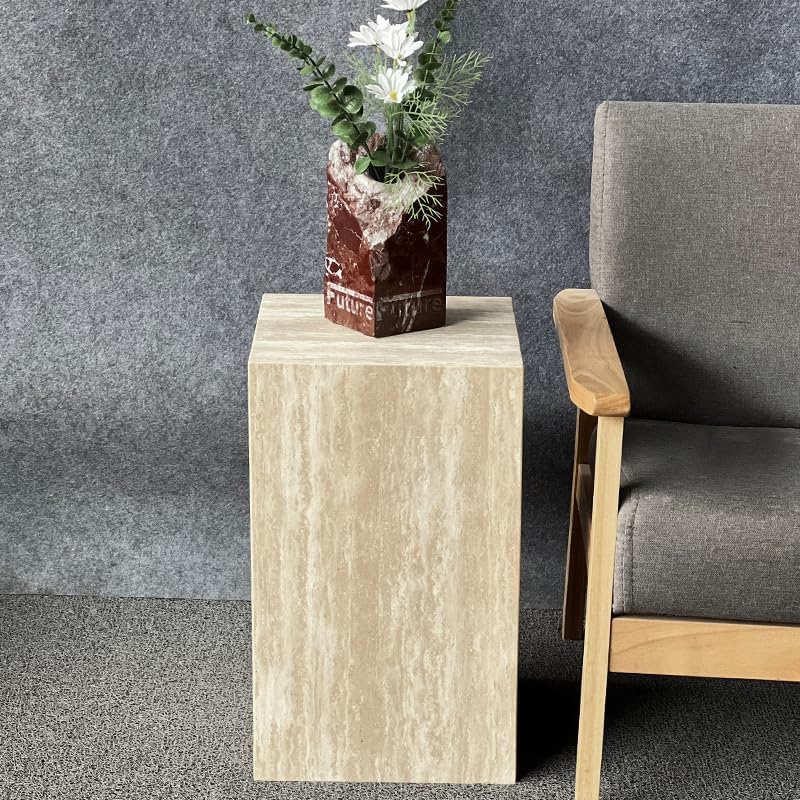 Travertine Side Table Modern Square Stone End Table - Image 5