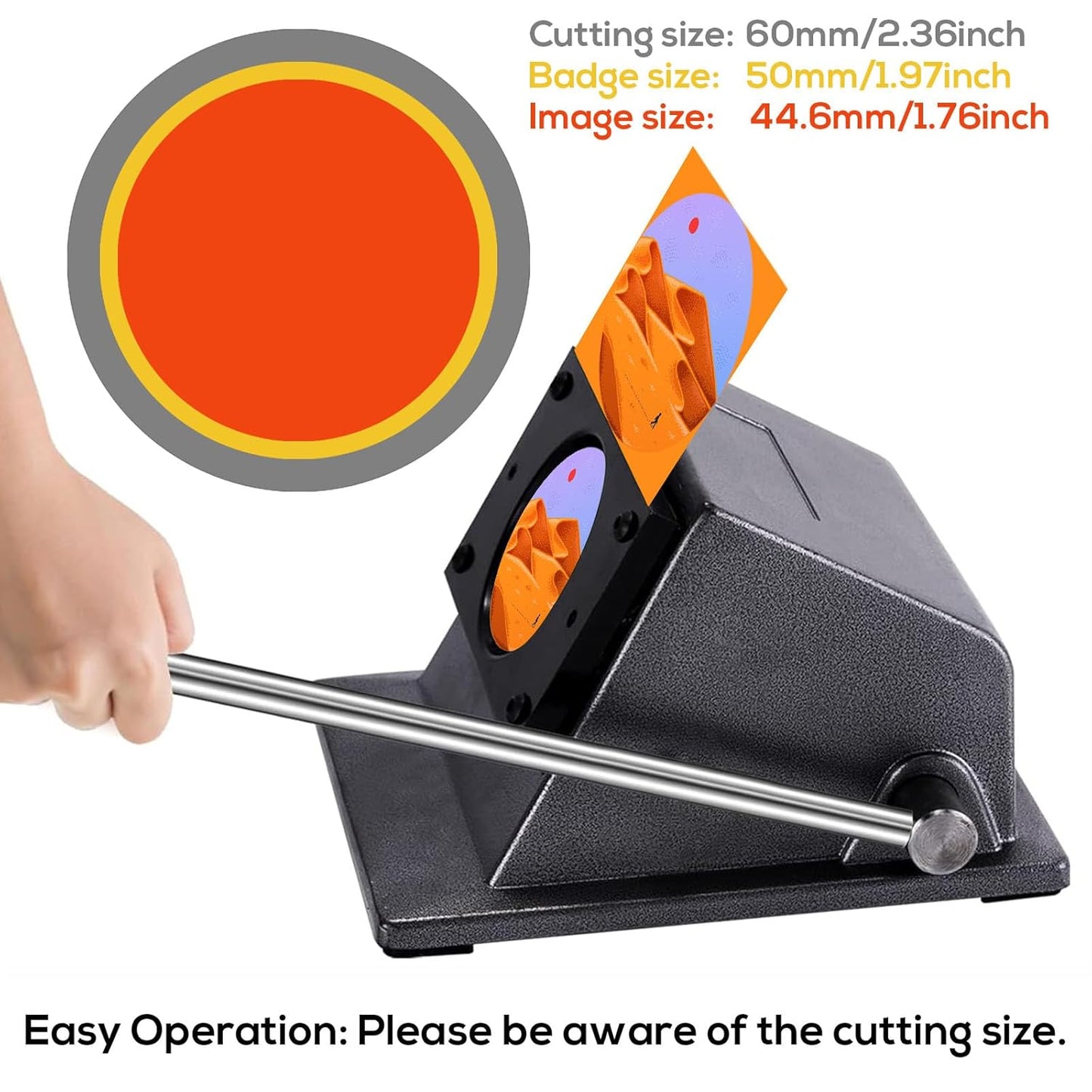 1.97"/50mm Button Paper Cutter 2.36"/60mm Circle Cutter Paper Puncher Precise Graphic Punch Die Cutter Cuts for Making 1.97-inch/50mm Buttons